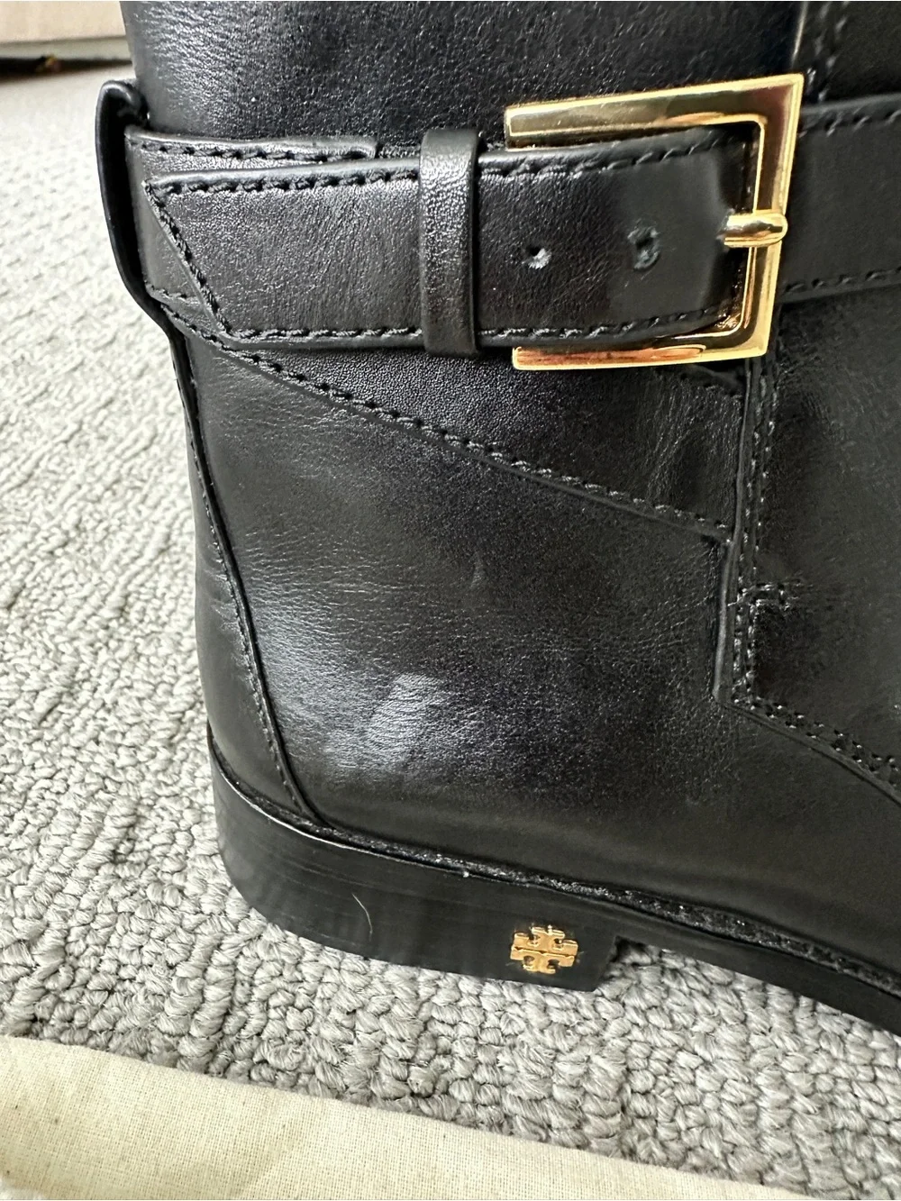 Tory Burch Brooke Ankle Bootie, Black Calf Leather, Size 7M, Style 52660